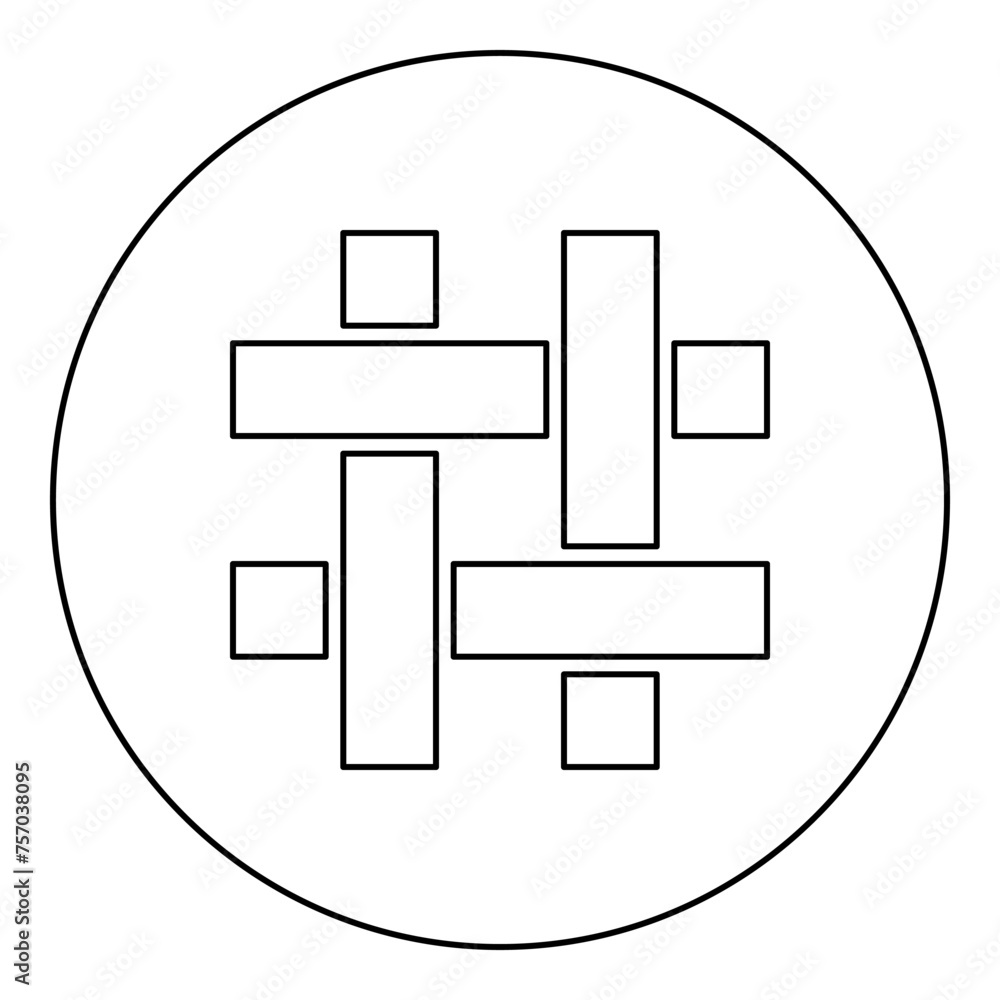 Textile fabric linen texture weaved icon in circle round black color vector illustration image outline contour line thin style Textile fabric linen texture weaved icon in circle round black color vector illustration image outline contour line thin style