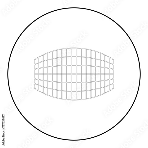 Rectangle in projection grid checkered icon in circle round black color vector illustration image outline contour line thin style