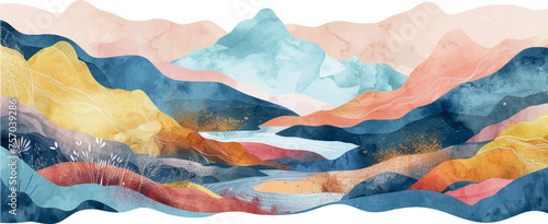 watercolor painting of the mountains background