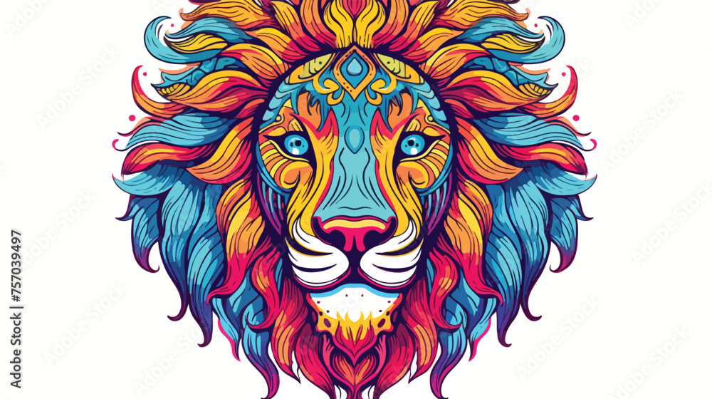 Cybonixxa Illustration of Gradation Lion head zentangle arts