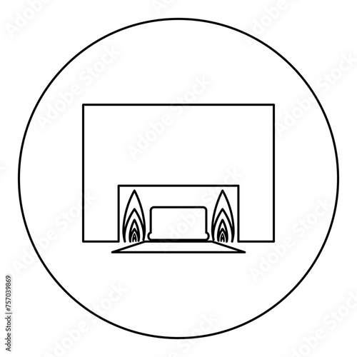 Crematorium cremation process of cremation crematory equipment icon in circle round black color vector illustration image outline contour line thin style