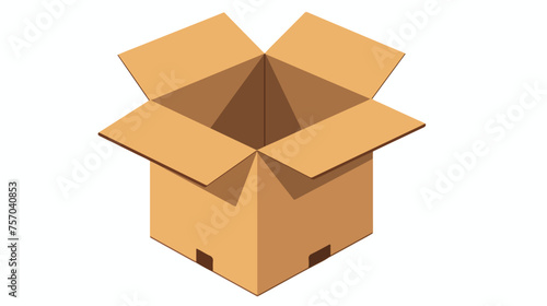 Isometric open empty cardboard box opening simple