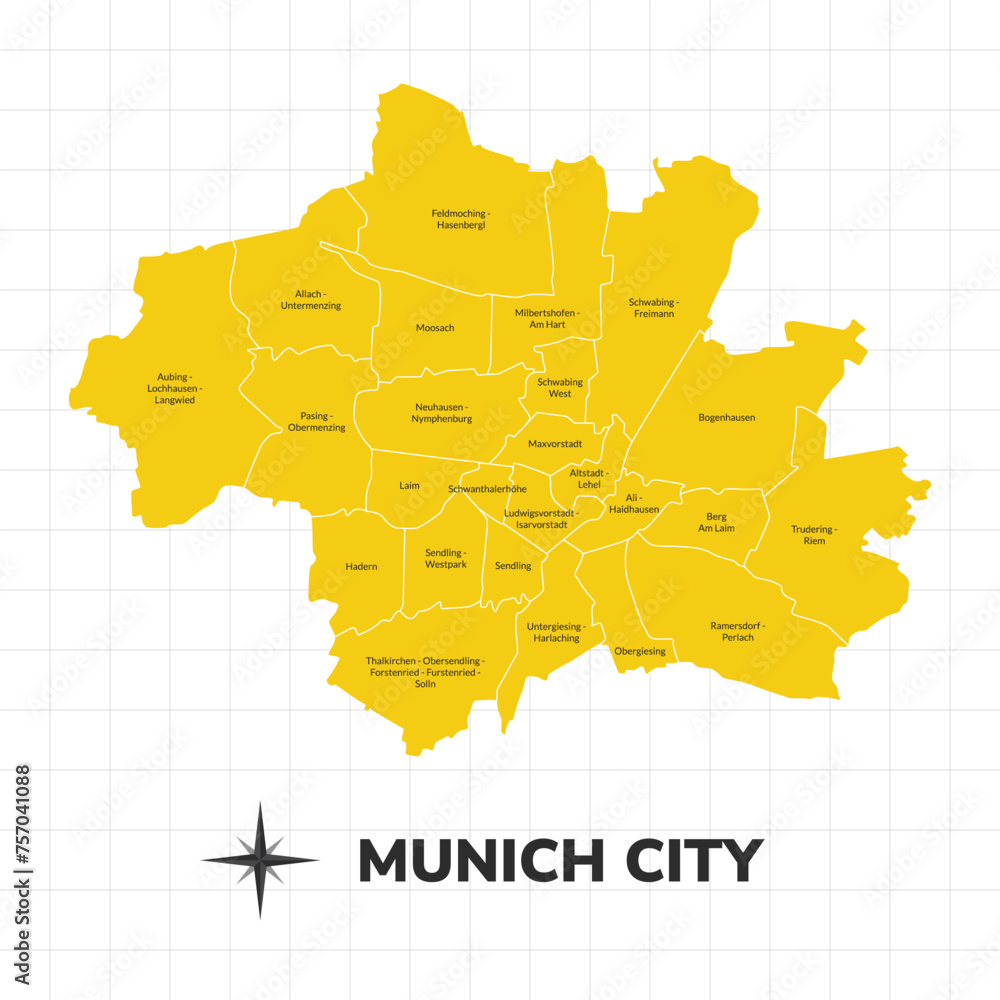 Fototapeta premium Munich City map illustration. Map of the city in Germany