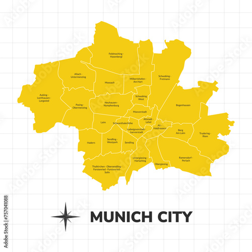 Munich City map illustration. Map of the city in Germany