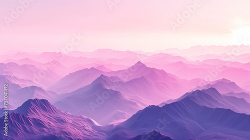 illustration Beautiful Mountain Overlap Purple Tone © kitti
