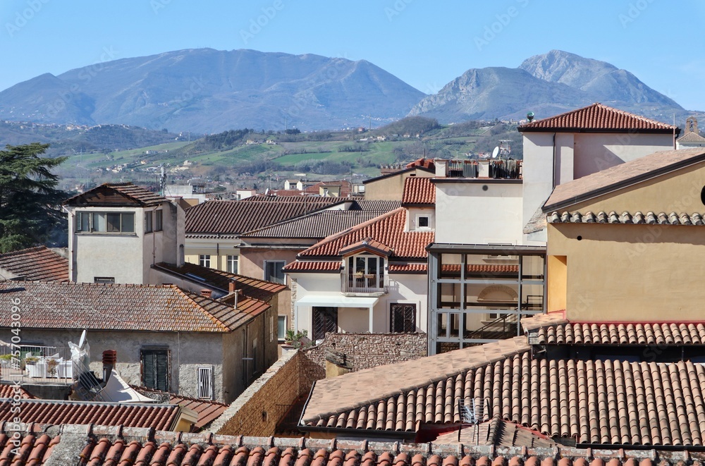 Benevento - Scorcio sui tetti del centro storico dalla terrazza superiore dell'Hortus Conclusus