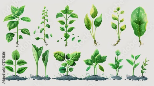 Different stages of plant growth.