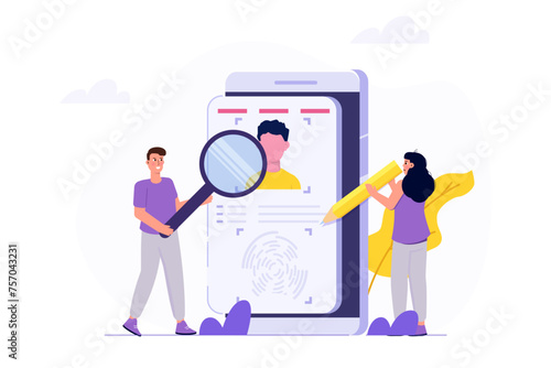 Know your customer or digital kyc, verifying the identity of its clients concept. Flat Vector illustrations set for banner, website, landing page, flyer.