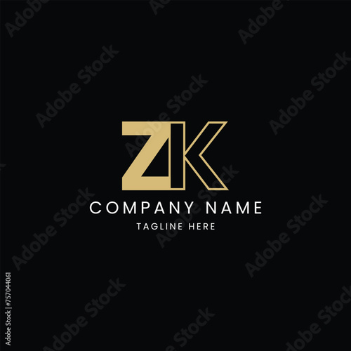 ZK logo joint letter alphabetic monograms vector template. 
