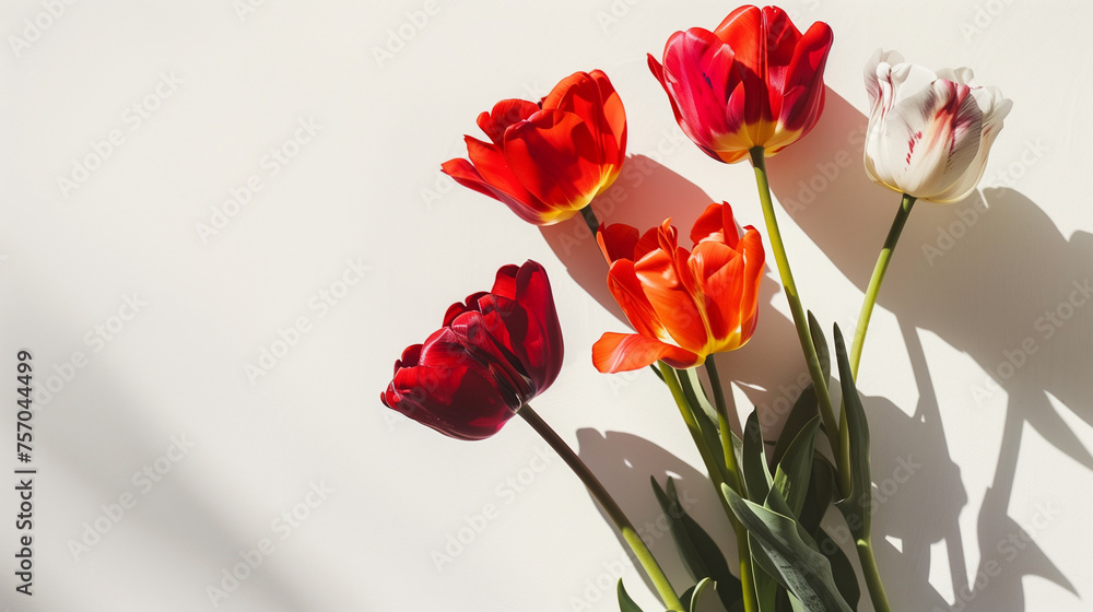 red tulips isolated on white background red tulips isolated on white background