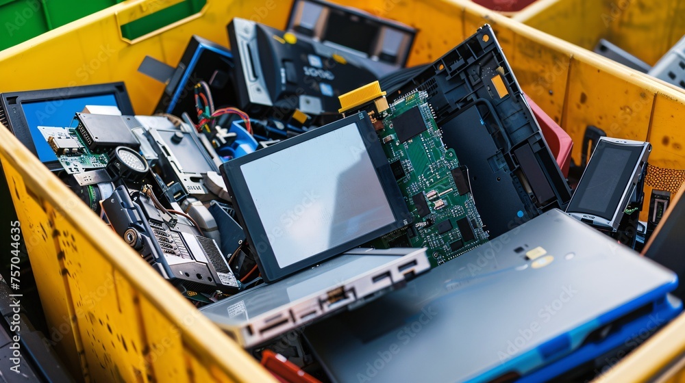 Recycle container for discarded household and electronic items, sorting ...