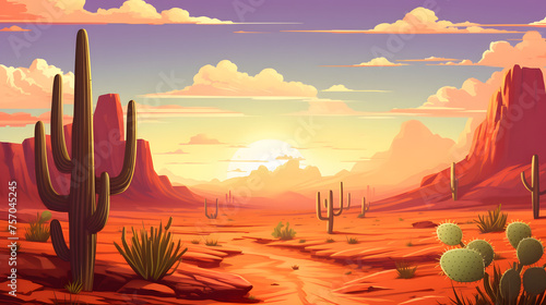 desert with cactus illustration