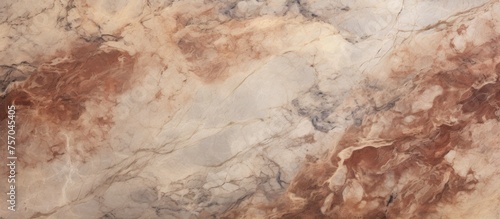 A detailed shot showcasing the intricate patterns of brown and beige marble, resembling a landscape of soil and bedrock with water flowing through it © TheWaterMeloonProjec