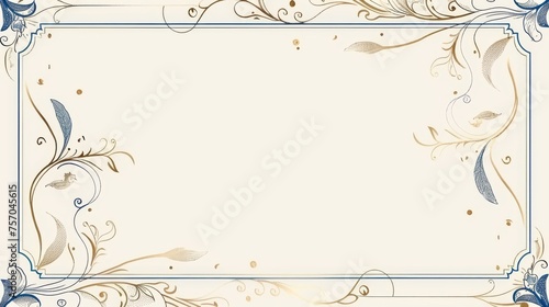 Invitation card modern with elegant art nouveau design with blue line and frame on white background. Premium design illustration for gala, grand opening, art deco.