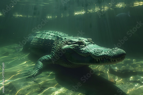 Large Alligator Swimming in Body of Water