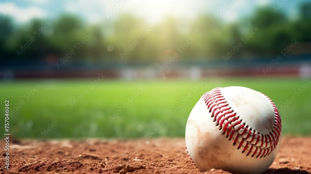 Baseball on an Empty Field
