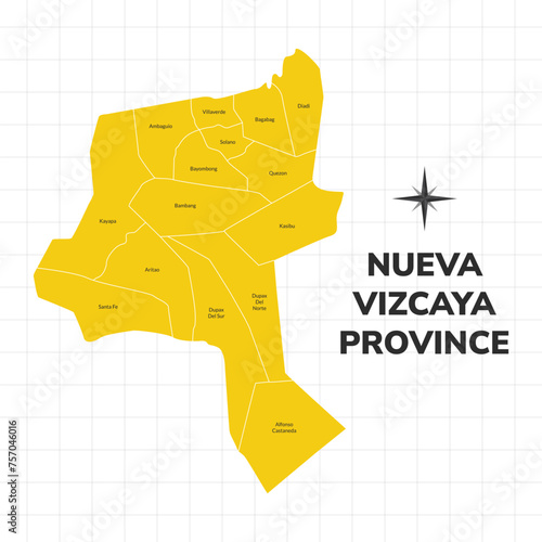 Nueva Vizcaya Province map illustration. Map of the province in the Philippines photo