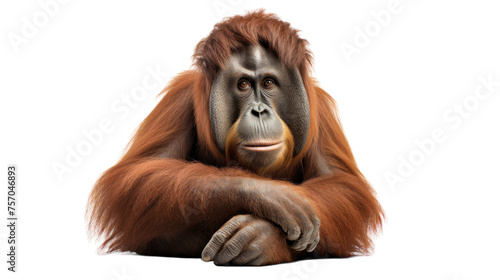 Majestic Orangutan Portrait on isolated background