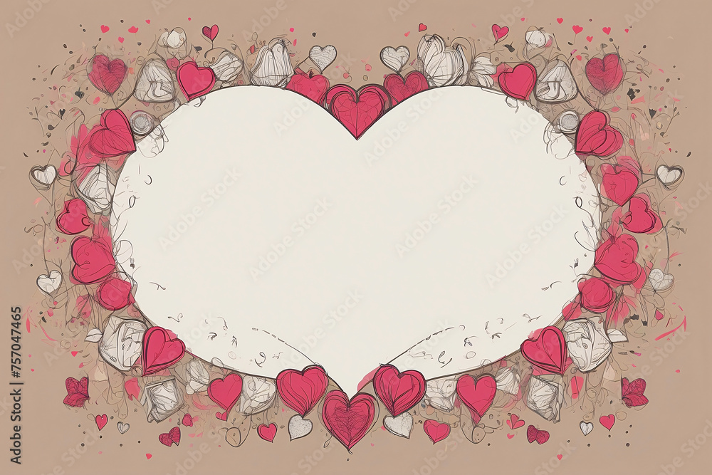 A sketched heart surrounded by whimsical red-colored floral patterns, symbolizing romance and love in an artistic form A sketched heart surrounded by whimsical red-colored floral patterns, symbolizing romance and love in an artistic form
