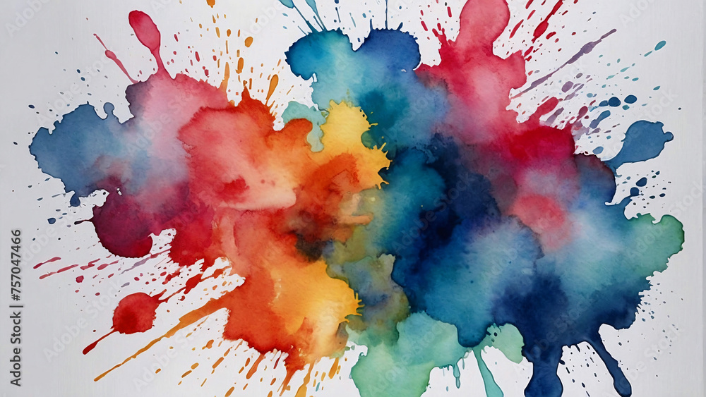 Beautifully spread watercolor splashes resemble clouds across a white canvas, symbolizing creativity and the freedom of art