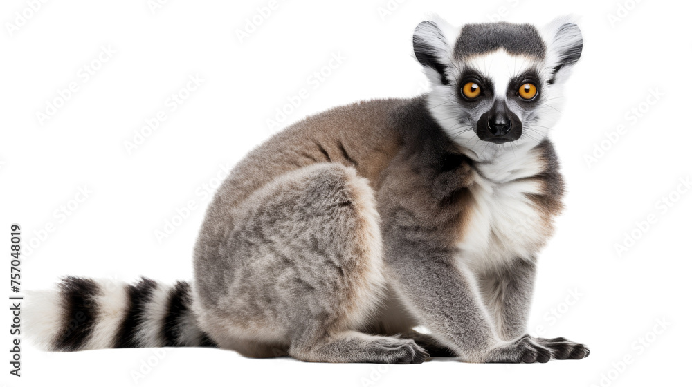 Captivating Lemur Portrait on isolated background