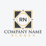 Creative letter RN unique logo design template for company