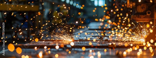 The dance of sparks and metal in an industrial welding workshop © arhendrix