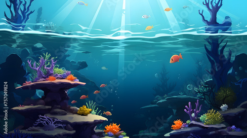 underwater ecosystem and coral illustration