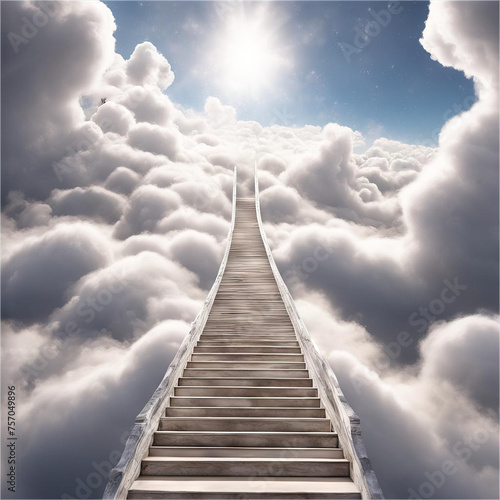 White staircase to the clouds.