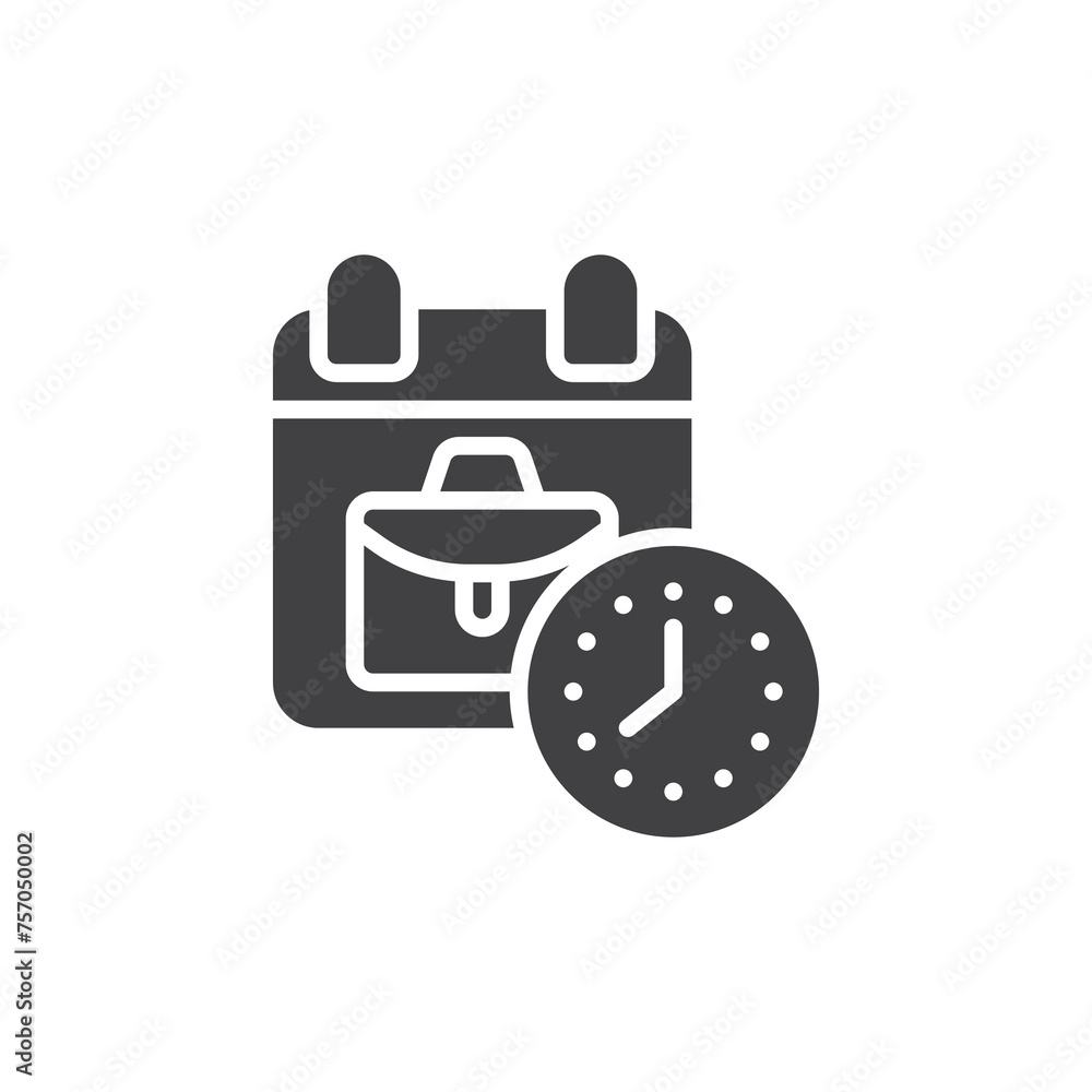 Calendar with briefcase and clock vector icon Calendar with briefcase and clock vector icon