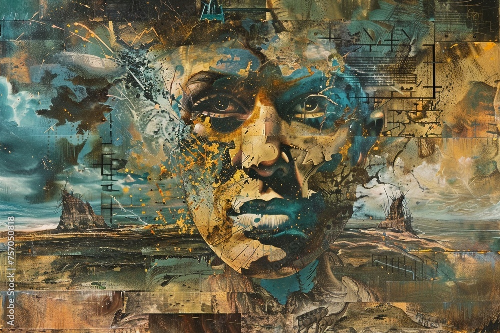 Expressionism of Amidst a desolate battlefield the clash of titans scars the earth Expressionism of Amidst a desolate battlefield the clash of titans scars the earth