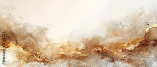An abstract art background modern design in beige watercolor with brush strokes. Illustration for prints, wall art, covers, and invitation cards. © Mark