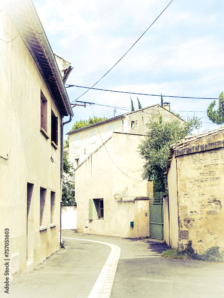 Street view of old village Uzes in France
