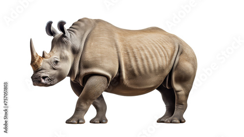 Striking Black Rhinoceros Close-Up on isolated background