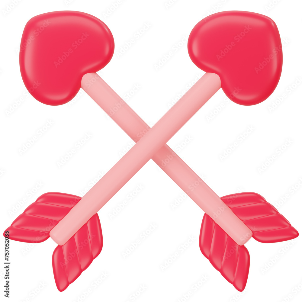 Red heart arrow 3d icon rendering Red heart arrow 3d icon rendering