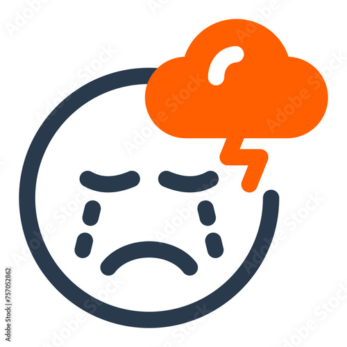 Depression alongside Anxiety Vector Icon Illustration