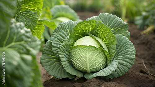 Cabbage grows in the garden harvest