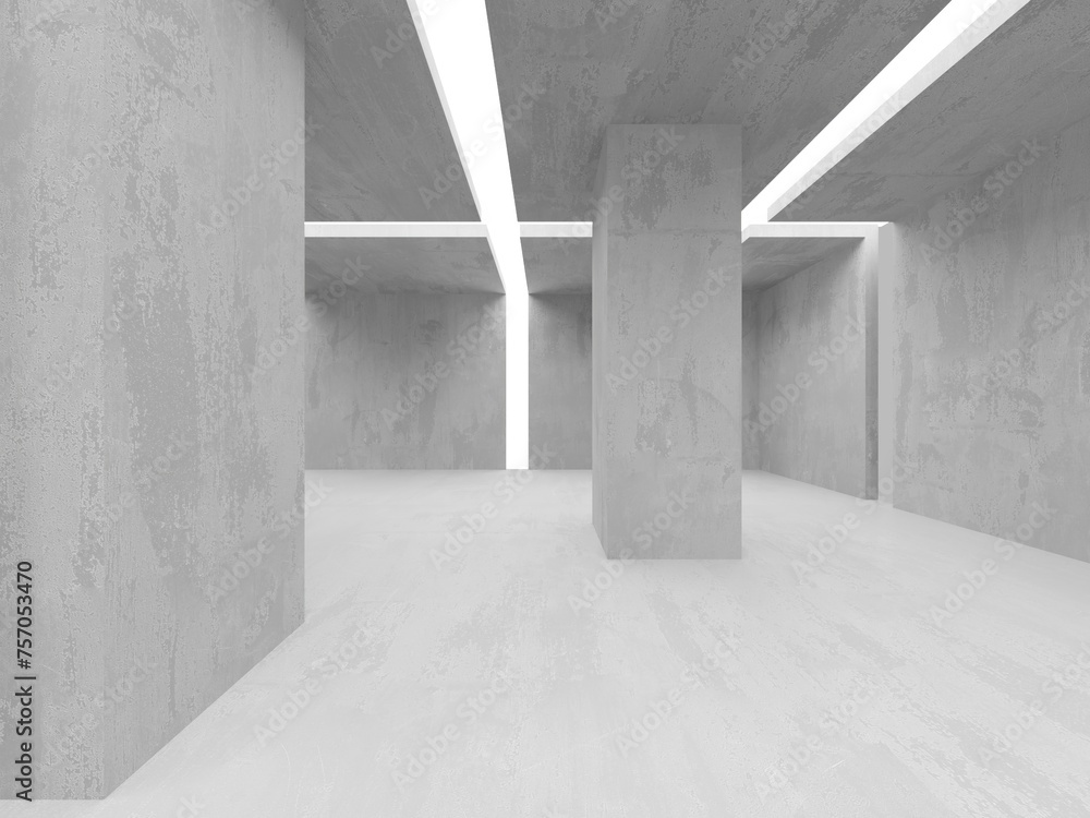 Abstract empty concrete interior. Minimalistic dark room design template Abstract empty concrete interior. Minimalistic dark room design template