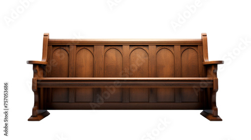 Classic Design of Church Pew on transparent background photo