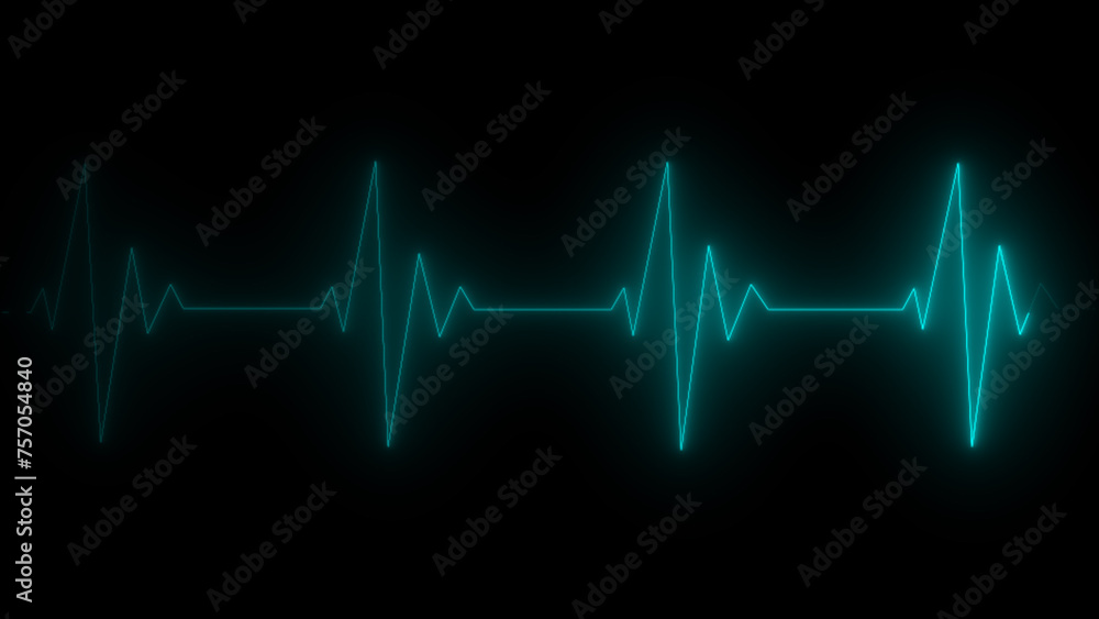 Bright neon red heart cardiogram line. Electrocardiogram show heart beat line. cardiogram, Heart pulse. Heartbeat pulse rate graph