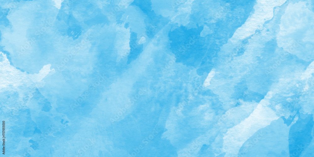 Obraz premium Watercolor illustration art marble painting abstract blue color texture, Stain artistic vector used as being an element, design and card, Hand painted abstract soft sky blue watercolor sky and clouds.