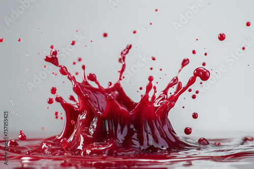 Red water  liquid splashing isolated on a white background, red juice

