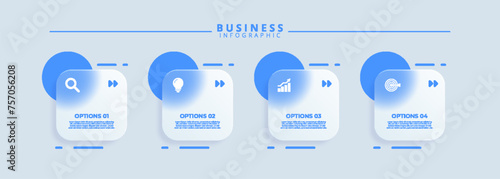 Design template for vector infographic labels with icons and 4 options or steps. Suitable for process diagrams, presentations, workflow layouts, banners, flow charts, and infographics.