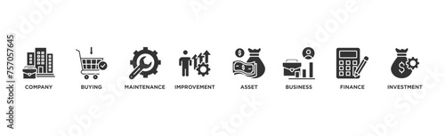 Capital expenditure banner web icon vector illustration concept with icon of company, buying, maintenance, improvement, asset, business, finance, investment