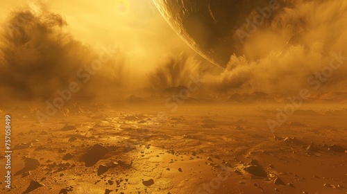 Heavey storm on mar surface planet. photo