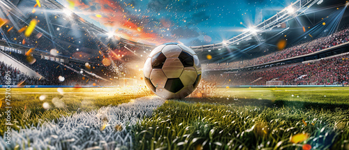 Football sport ball in action during match at the stadium © Ashley