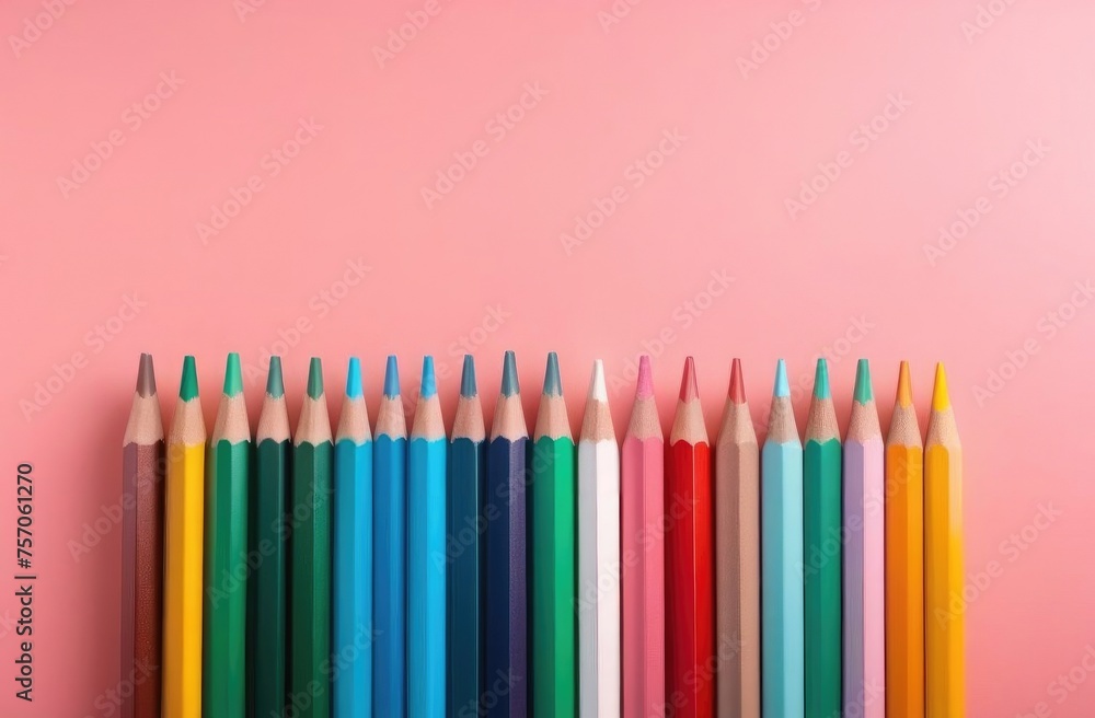 colored pencils on a pink background colored pencils on a pink background