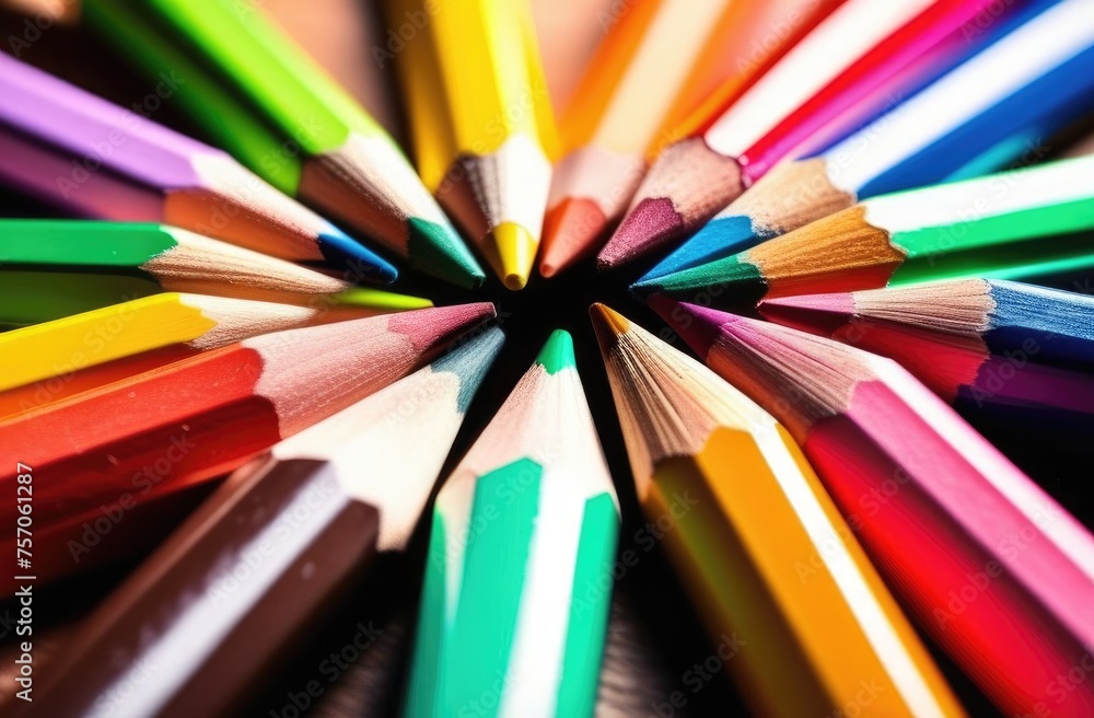 Fototapeta premium colored pencils on a pink background