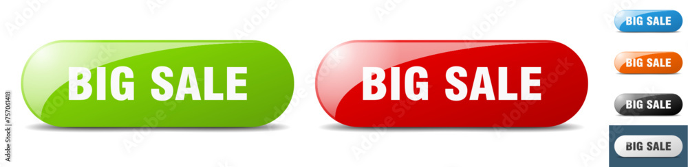 big sale button. key. sign. push button set big sale button. key. sign. push button set