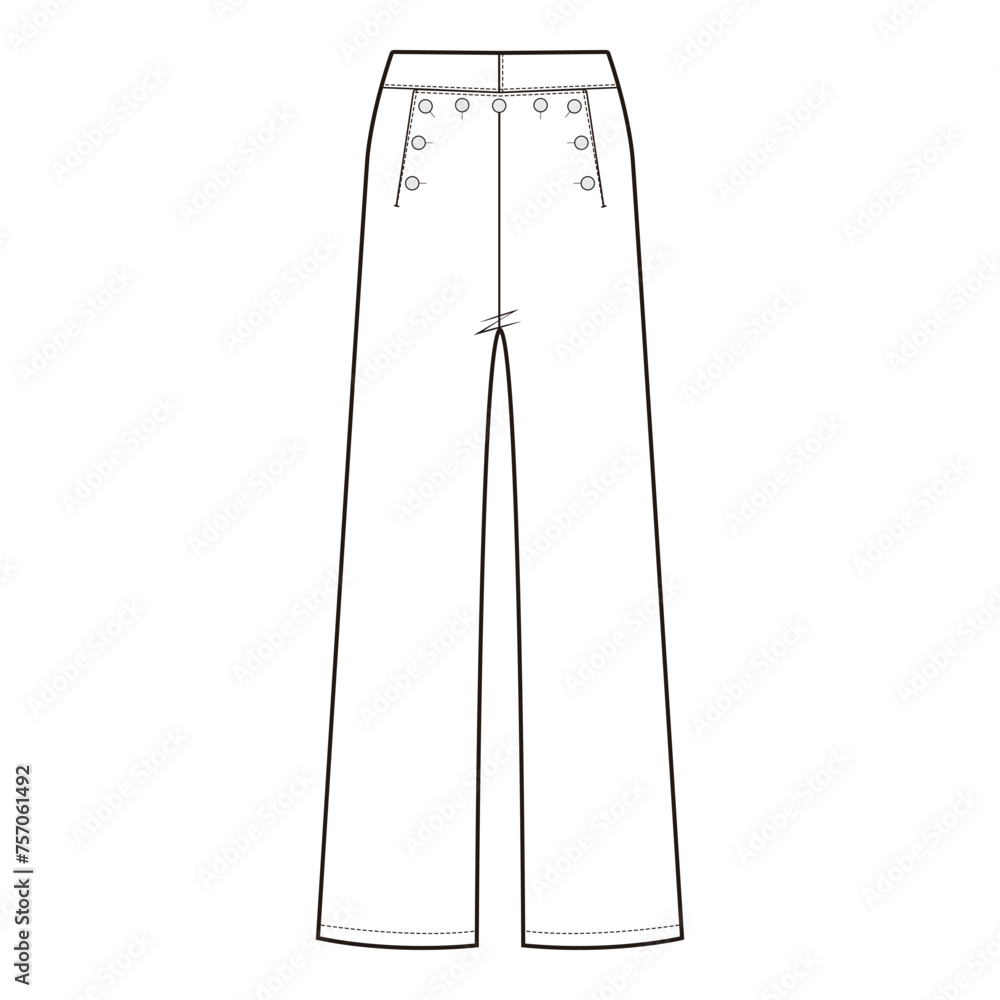 Obraz premium Sailor Pants Flat Sketch Vector Design Illustration